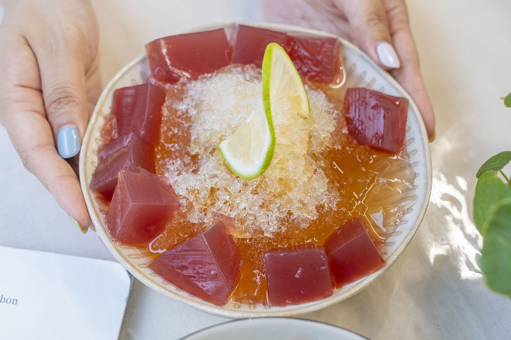 天然手工自製食材、豆花豆香味十足　紫蘇愛玉冰酸V酸V很涮嘴