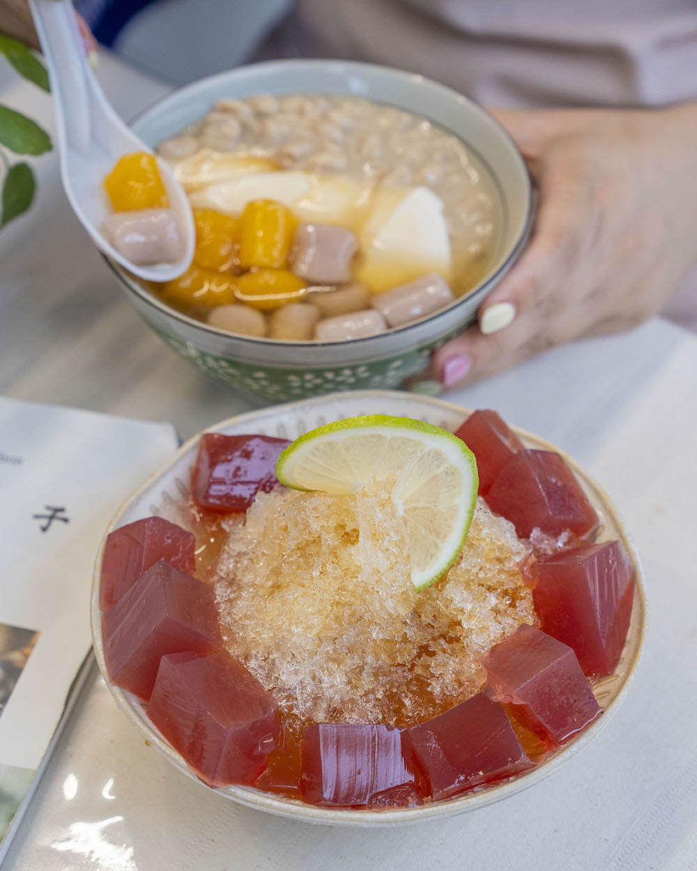 天然手工自製食材、豆花豆香味十足　紫蘇愛玉冰酸V酸V很涮嘴