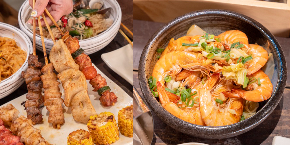 桃園美食 就醬子烤吧|中壢宵夜首選!最澎湃串燒店霸主,香蒜蝦、韓式炒泡麵一次滿足 · 算命的說我很愛吃